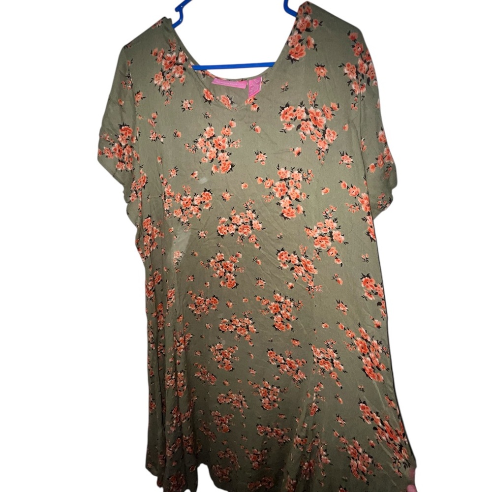 Vintage Green Floral Plus Size Midi Dress